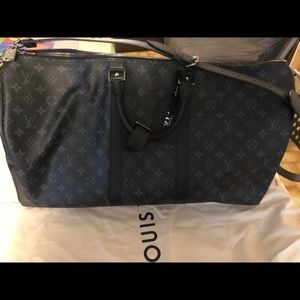 LV- Keepall Bandouliere 55 Black Monogram Eclipse